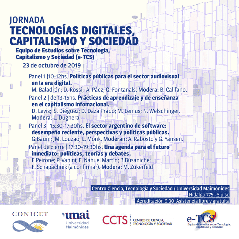 Participaremos de la jornada  “Tecnologías digitales, capitalismo y sociedad” – 23 de octubre