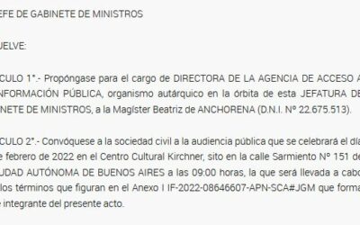 Presentamos observaciones a la candidatura de Beatriz de Anchorena como Directora de la Agencia de Acceso a la Información Pública