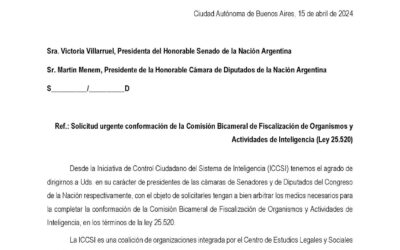 Solicitamos la urgente conformación de la comisión bicameral de control del sistema de inteligencia